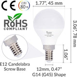 G14 LED Light Bulbs 5W 3000K Warm White E12 Candelabra Base 6 Pack