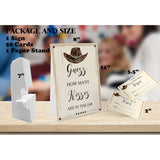 How Many Kisses Are In The Jar Game-1 Standing Sign And 50 Guessing Cards, Cowboy Bridal Shower Games, Baby Shower Sign, For Boys Girls Baby Shower Favors And Weddings Party Decoration-08
