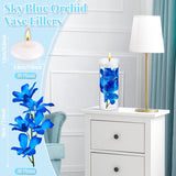 42 Pcs Blue Orchids Artificial Flower Vase Fillers For Floating Candles Wedding Table Centerpiece Blue Orchid And Unscented Floating Candles For Wedding Table Christmas Party Home Decoration