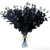 10 Pcs Black Flower Artificial Eucalyptus Stems For Halloween Black Home Bathroom Bedroom Decor Skoopy Halloween Decorations 13.4 Inch