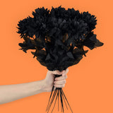 10 Pack Artificial Silk Dahlia Bouquet With Long Stem, 16” Black Fake Flower Floral Arrangements Wedding Bridal Bouquet For Halloween Harvest Festival Table Centerpieces Home Decor