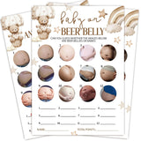 Baby Or Beer Belly Shower Games, 5X7 Inch Brown Bear Card, 25 Gender Neutral With 1 Answer Card, Little Star Gender Reveal Decorations, Infant Party Favor Supplies-B08