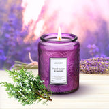Jar Candles Lavender Home Scented - 100% Natural Soy Wax & 1 Cotton Wick,Luxury Embossed Bottle Candle,Scented Jar Candle Gift For Women/Men 7.05Oz/40 Hours Burn Time