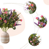 Artificial Faux Plants Flowers Indoor Spring Summer Decor, 6 Bundles Fake Silk Daisies Lavender Branches For Indoor Outdoor Wedding Office Party Hotel Home Decor, Vase Not Included