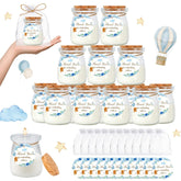 24Pcs Baby Shower Candle Party Favors Lavender Scented Glass Jars Wax Candle Bulk With Thank You Cards Organza Bags For Guests Boy Girl Birthday Gender Reveal Gift Souvenirs (Blue Bear, 24)