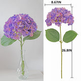 Purple Hydrangea Artificial Flowers 4Pcs Faux Hydrangeas 26'' Long Stem Silk Hydrangea Flowers Centerpiece Table Decorations Realistic Flowers For Outdoors Real Looking Purple Flowers