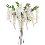 3.9Ft Wisteria Artificial Flowers, 4Pcs Wisteria Hanging Flowers, Silk White Flower With Long Stem For Tall Vase Filling Wedding Wall Backdrop Centerpieces Home Decoration (White)