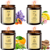 4 Pack 28Oz Scented Candles, Soy Wax Jar Candles, Lemon, Lavender, Sage & Citrus, Fireside, Scented Candles For Home, Fall Candles For Women, Men, Candle Gift Set