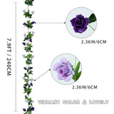 2 Pack Artificial Flower Garlands 15.8Ft Fake Rose Vines Silk Flowers Hanging Rose Ivy For Wedding Arch Party Home Garden Wall Decor (Purple)