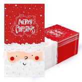 100 Pack Merry Christmas Guest Napkins Cute Santa Claus Disposable Paper Napkins Red White Decorative Bathroom Hand Napkin Towel For Xmas Party Supplies, 13 X 15.7 Inch