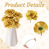 100 Pcs 3.5 Inch Gold Artificial Rose Heads With Stems, Silk Rose Faux Flower Heads Bulk For Diy Wedding Bouquets, Party Table Centerpieces, Home Decor, Craft Floral Arrangements
