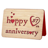 Wooden 37Th Anniversary Card,Handmade Wedding Anniversary Greeting Cards,37Th Anniversary Card For Her,Him,Husband,Wife