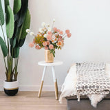 8 Pcs Long Stem Artificial Flowers Decoration, White Ivory Fake Pom Pom Kiku Flower, Mini Faux Chrysanthemums For Floral Arrangemengts, Small Silk Florals Decor, Tall Vase Flower Filler