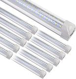 10 Pack 8FT LED Shop Light Fixtures 72W 9500LM 6500K V Shape Plug and Play Garage Lights
