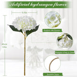 6Pcs Realistic Artificial Silk Hydrangea Flowers – Premium Fake Hydrangea Flowers Bouquets With Stems, Full Faux Hydrangea Blooms For Home Wedding Table Party Baby Shower Decorations(White)