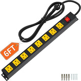 Heavy Duty 8 Outlet Surge Protector Power Strip 6FT 2100J 14AWG Metal Extension Cord Wall Mount