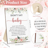 51 Don'T Say Baby Shower Game Pink Rose Baby Shower Decorations Included Rose Game Sign Wood Table Sign 50 Felt Floral Necklaces For Gender Reveal Party Favors