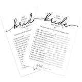 Who Knows The Bride Best Game, Bridal Shower Questionnaire Cards, Minimalist Wedding Game, How Well Do You Know The Bride, Bridal Shower Games, Bachelorette Party Games -Wktb04