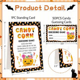 Halloween Party Game For Kids Adults, Guess How Many Candy Game Cards, 50Pcs Guessing Games Card For Halloween Party Decorations Baby Shower Games Favor, 1 Sign Card And 50 Guessing Cards