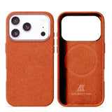 Italy Alcantara Case for iPhone 17 Series, Handmade Fully-Wrapped Synthetic Suede Cover, Compatible with Mag-Safe Wireless Charger, Orange, iPhone 17 Pro