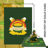 Joyful Leprechaun 3D Pop Up Greeting Card - Happy St. Patrick'S Day Celebration, Irish Festivities, Spring Greenery - Lucky Charms, Four-Leaf Clover, Pot Of Gold, 6"X8" With Envelope