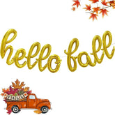 Hello Fall Gold Letter Balloons 18Inch Thanksgiving Party Decorations Autumn Harvest Decor