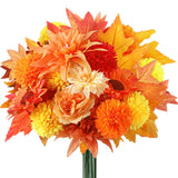 87 Pcs Artificial Thanksgiving Flowers Bouquets Fall Chrysanthemums Ball Flowers Maple Leaf Sunflower Head Accessories For Thanksgiving Diy Wreath Floral Arrangements Table Centerpiece Decor