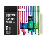 Liquitex BASICS Acrylic Paint Set, 6 x 22ml (0.74-oz) Tube, Metallic Color Paint Set