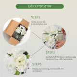 White Peonies Artificial Flowers With Glass Vase, Silk Faux Peony Flower Arrangement With Faux Water, Fake Flowers In Vase For Table Centerpieces, Shelf Bathroom Decor, Home & Wedding Decoration