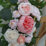 Artificial Wedding Arch Flowers Kit 2 Pcs Dust Rose Flowers Silk Peony Floral Swag Welcome Sign For Wedding Ceremony Party Home Garland Decor (Pink)