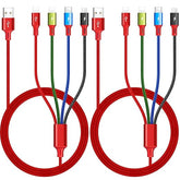 2 Pack 6FT 4 in 1 Multi Charging Cable 3.5A Braided USB Cable for iPhone Samsung