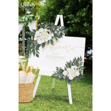 Wedding Arch Flowers Set Of 2, Artificial Flowers For Decoration For Wedding Ceremony Backdrop, Wedding Floral Arrangement For Arch, Wedding Welcome Signs, Reception Decor (White)