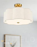 17.7 Inch Brushed Gold Semi Flush Mount Ceiling Light 3 Light Farmhouse Fixture