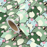 Frog Wrapping Paper Roll - Mini Roll - 17 Inch X 16.5 Feet - Cute Chubby Frog Animal Wrapping Paper Perfect For Kids Boy Girl Birthday, Baby Shower