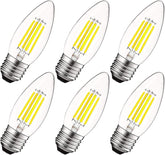 Vintage E26 Candelabra LED Bulbs 5000K Bright White Dimmable Edison Filament Light Bulbs 6 Pack