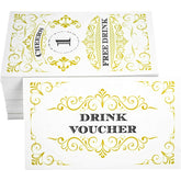 100 Free Drink Tickets Coupons For A Free Drink Wedding Work Event Party Bar Fundraiser Gold