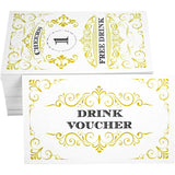 100 Free Drink Tickets Coupons For A Free Drink Wedding Work Event Party Bar Fundraiser Gold