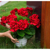 2Pcs 18'' Artificial Geraniums Silk Flowers Plants Home Outdoor Decor Garden Ruby Red