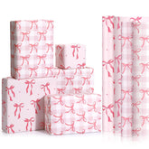 Pink Bow Wrapping Paper 2 Rolls - 17X16.5 Ft Each - Kraft Gift Wrap Supplies Decorations For Valentine'S, Girls Birthday, Christmas, Wedding, Baby Shower, 2 Design