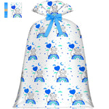 Extra Large Baby Gift Bag Baby Shower Bag Jumbo Giant,Xl Blue Elephant Rainbow Big Oversized Huge Gift Bag For Present Bluey Gift Wrap Plastic Bike Wrapping Bag For Large Gifts For Baby Boy(48Inch Blue 1Pack)