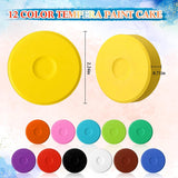 12 Pcs Tempera Paint Cakes 12 Colors Large Washable Cake Paint 2.24 X 0.71Inch Paints Blocks Art Supplies For Classroom Art Painting Drawing