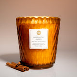 Diamante Candle Collection, 21 Oz, 3 Cotton Wicks, Marrakesh Amber, Large Glass Jar