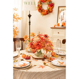 Artificial Flowers In Vase, Silk Rose Peony Dahlia Flower Bouquet Table Centerpieces With Faux Water For Winter Home Decor Fake Flowers Arrangement For Wedding Birthday Party Decor (Orange & Earth)