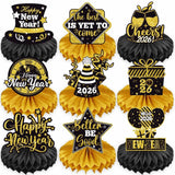 9pc Gold & Black 2026 NYE Party Table Centerpieces