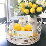 Lemon Mini Crate Summer Tiered Tray Decor Farmhouse Lemonade Kitchen Decorations Summertime Wood Crate With 5 Faux Lemons