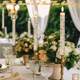 Flameless Taper Candles With Remote, 4 Pcs Spring Led Taper Candles Battery Operated, Real Wax Flameless Candlesticks With Flowers Decals For Spring Wedding Home Decor(0.75” X 9.65”)