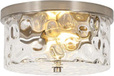 2 Light Farmhouse Flush Mount Ceiling Light with Bubble Glass Kitchen Island Fixture