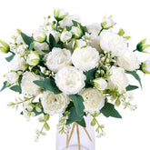 2 Bunches Peony Artificial Flowers White Flowers Silk Peonies Bouquets For Wedding Party Table Centerpieces Floral Arrangement Home Kitchen Decor