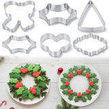 2 Set Christmas Wreath Centerpiece Cookie Cutters And Tree Cookies Cutters With Box Holly Leaf Cookie Cutter Include Holly Leaves Berry Bow Tree Plaque For Biscuit Diy Cake Xmas Baking Supply