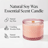 Sandalwood Rose Scented Candle For Home Scented, Santal Wood Wick Decorative Candles, Aromatherapy Candles For Women, Pink Soy Candles Non Toxic Candle, 7.4 Oz 55 Hours Long Burn Time